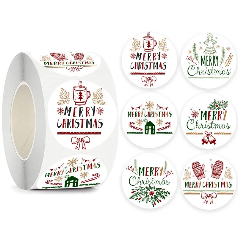 500pcs/roll 1.5inch Santa Claus Merry Christmas Stickers Gift Sealing Label Holiday Decor Baking Envelope Cute Stationery