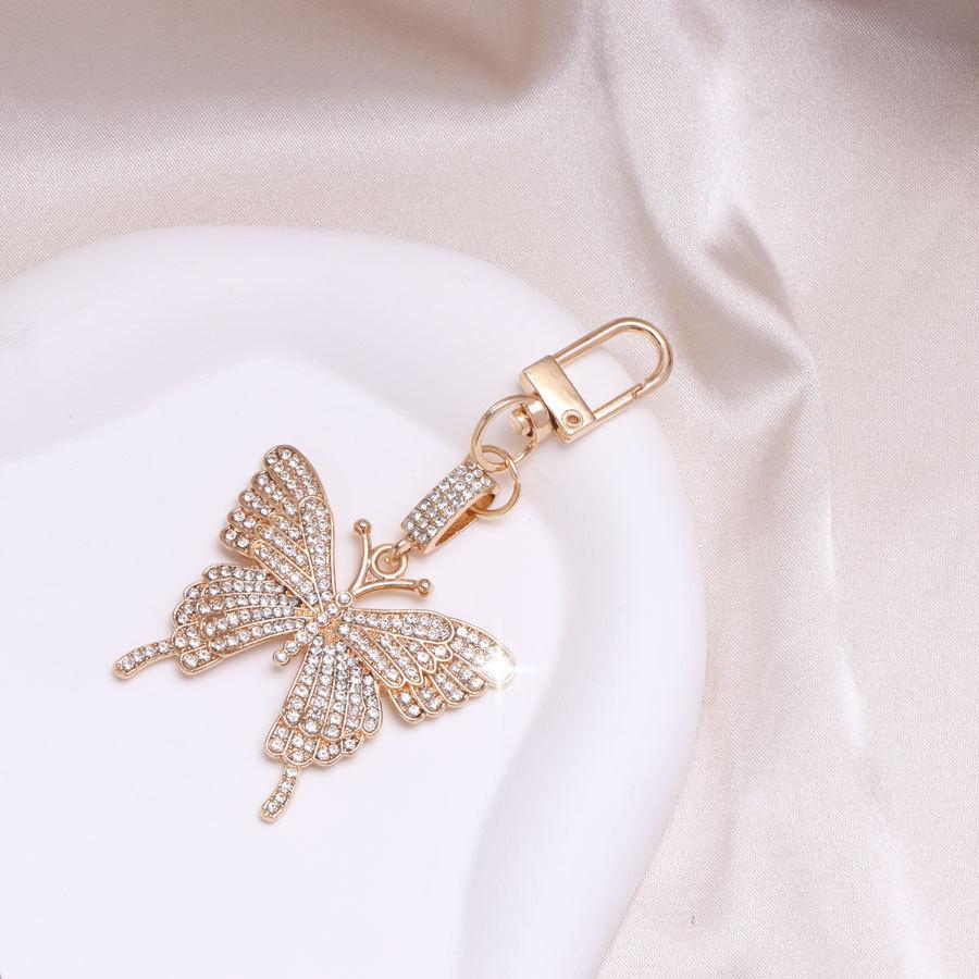 Sparkling Rhinestone Butterfly Shaped Keychain Animal Alloy Key Ring Bag Backpack Charm Car Key Pendant Accessories for Women