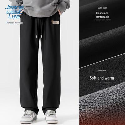 JEANSWEST LIFE Men's Plus-Velvet Casual Straight-Leg Sweatpants