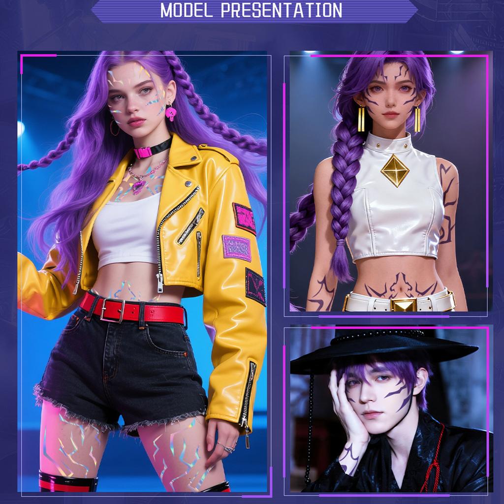 KPop Makeup Stickers, Sweat-Proof Temporary Tattoos, Water Transfer Stickers for Cosplay, Festivals, Music Events, Parties, and Daily Use