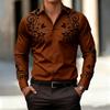 Men's Retro Art Pattern Long Sleeve Shirt Fashion Slim Lapel Personalized Print Shirt Multiple Colors Optional Men's Tops
