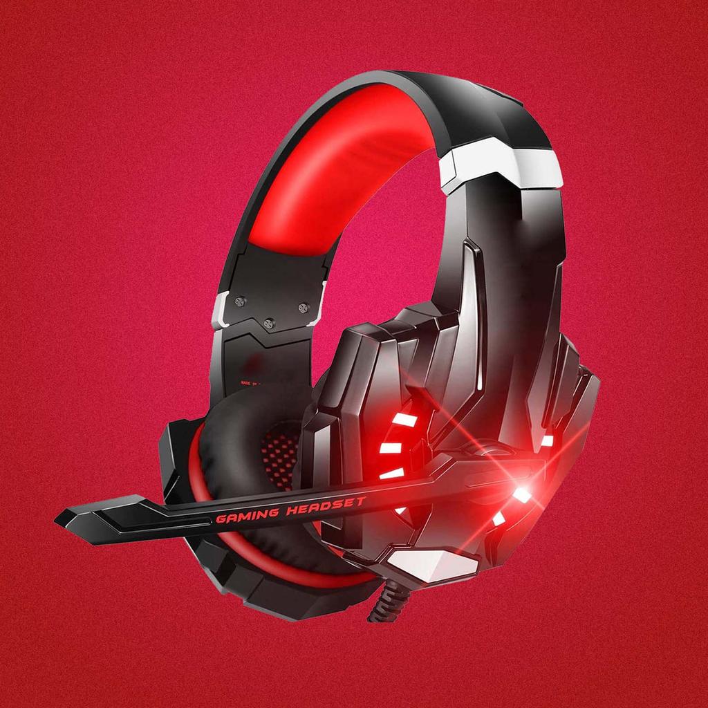 3.5mm Over Ear Game Headset, Gaming Headset with Noise Isolating Microphone, LED Light, Volume Control for Laptop,