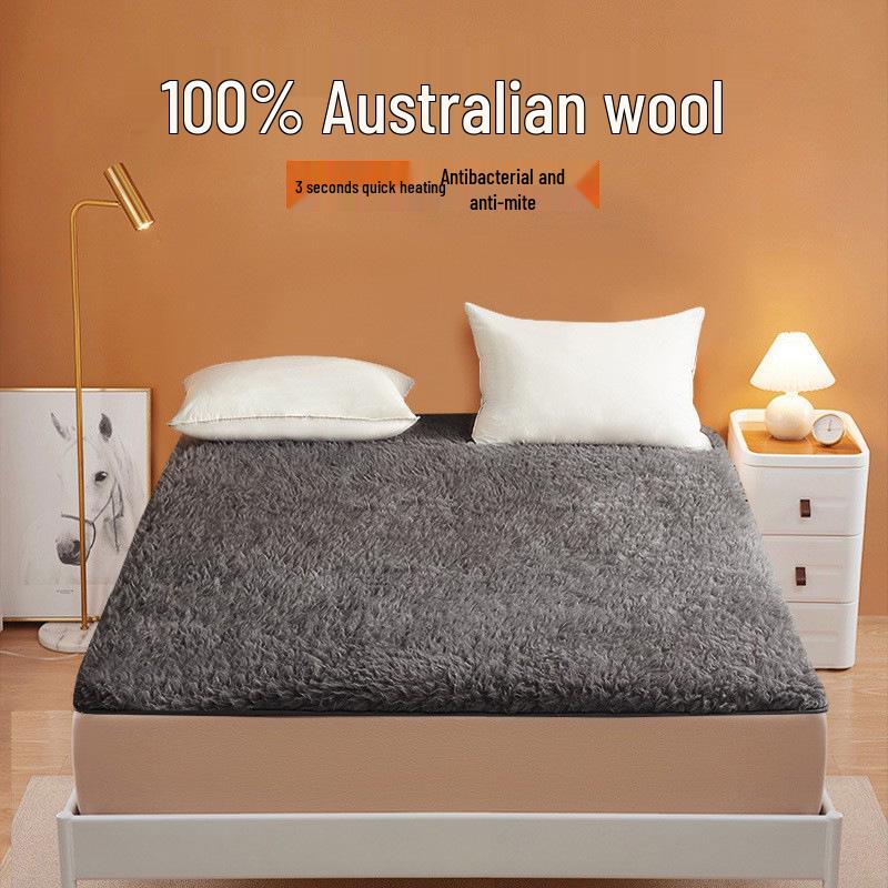 Wool Mattress Pad: Thick Lambswool Blanket for Winter Bedding