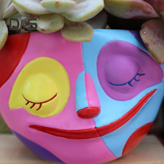 Abstrakter Regenbogen Kopf Pflanztopf Einzigartiger Gesichts-Pflanztopf Hohe Haltbarkeit Innen Außen Bunter Lustiges Gesicht Blumentopf Dekoration