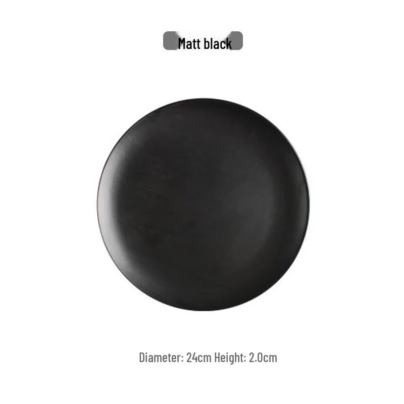 ZISIZ Matte Black Ceramic Dinner Plate