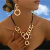 Personalized Design Irregular Geometric Circle Necklace Earrings Set Femininity Jewelry Set