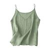 Dames V-hals Mouwloze Tanktop Camisole Lichtgewicht Linnen Stof Losse Pasvorm Basic Casual Vest Blouse voor de Zomer