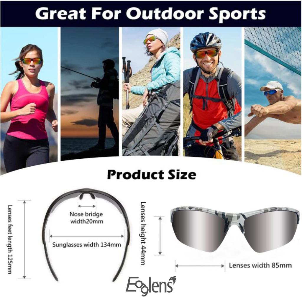 Polarized Sunglasses for Outdoor and TR90 UV Sports, Men's Women's, Wrap-around Style, Cycling, Frame, Protection.