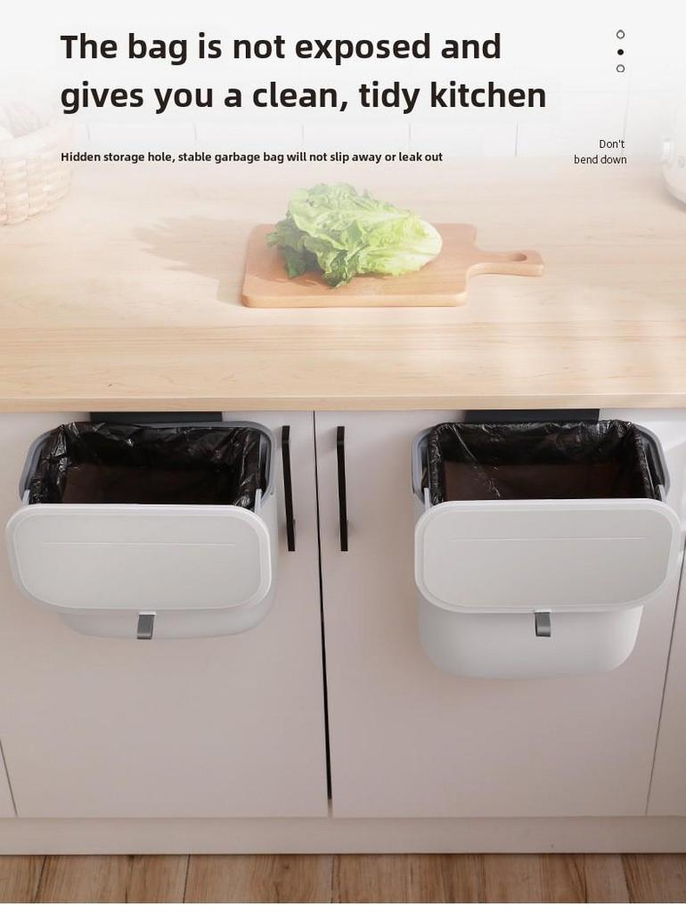 Väggmonterad soptunna med skjutlock för kök/badrum, stor kapacitet