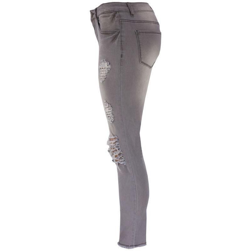 2024 Summer Jeans High Elastic 9/4 Split Hole Women's Tight and Hip Lifting Fashion Denim
