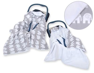 Large Baby Wrap for the Stroller Carrier Seat, Double-sided - Gray Elephants