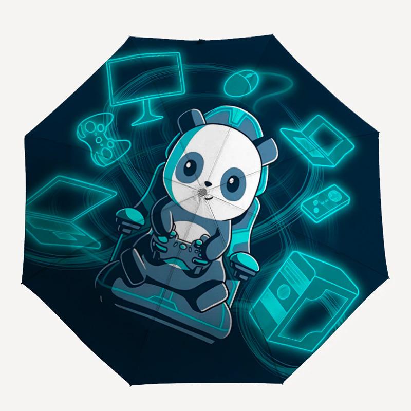 

1pc Gamer Panda Auto Open/close, All-Season Portable Folding Umbrella for Women & Men, Travel, Everyday, Formal Events - Compact Luxury Parasol, Outdo