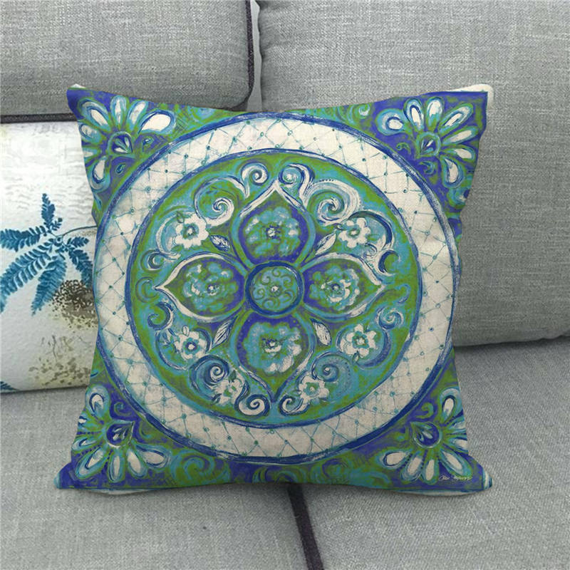 Home Decor Colorful Mandala Pattern Digital Print Pillowcases Pattern Cushion Cover Suitable for Sofa Bedroom Car Pillow Cover