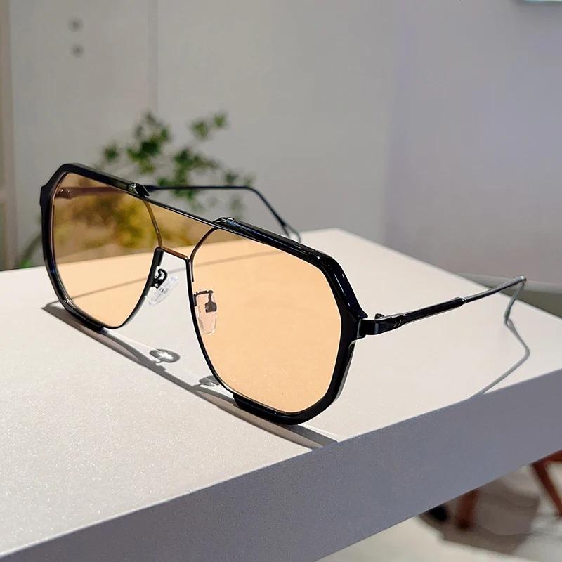 Oversized Pilot Sunglasses  New in Vintage Double Bridge Shades Trendy Fashion Korean Style Brand Design Sun Glasses