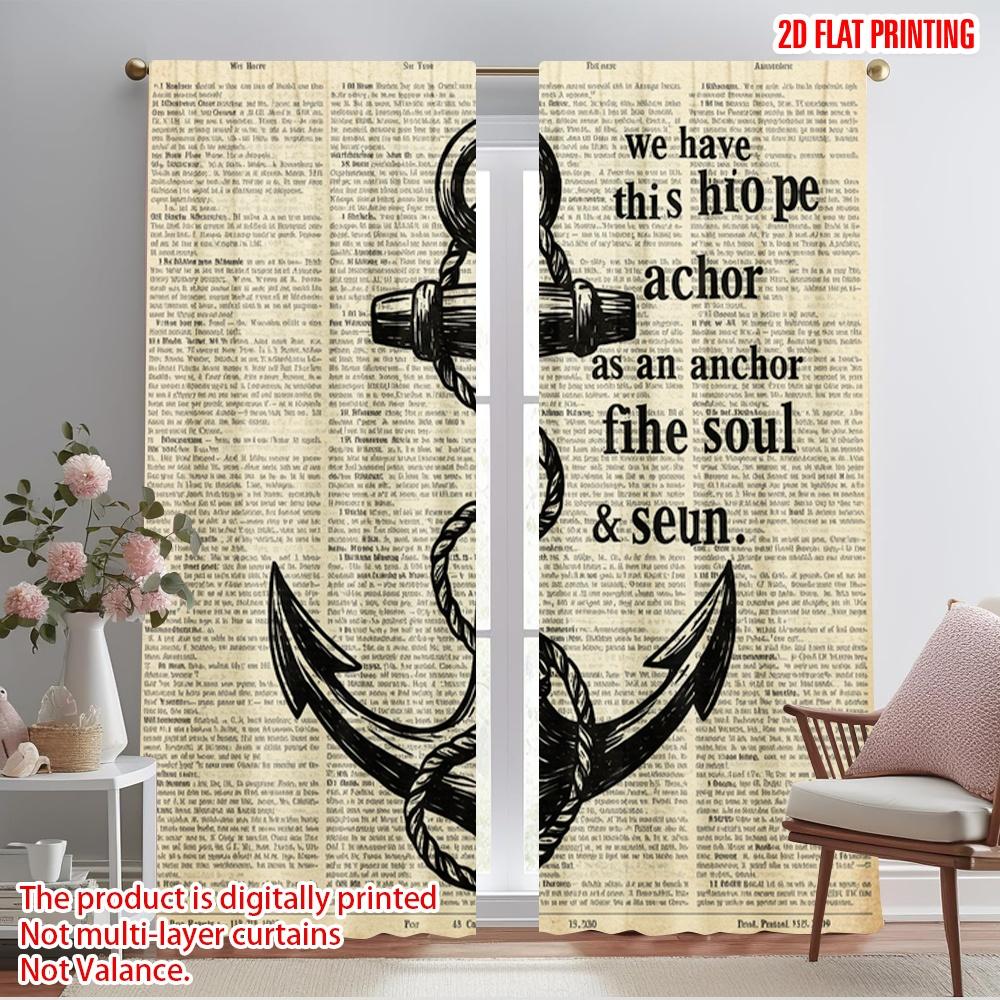 

2pcs 2D flat printing Drapes Anchor Hope Soul Secure Fabric Without Electricity All Season Party & Holiday Decor Use for gold 52.50×116.00 CM 2pcs