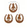 3-Piece Horseshoe Metal Wall Art Set, Western Cowboy Home Decor, Rustic Farmhouse Hanging Ornaments, Modern Bedroom & Living Room Decoration, Durable