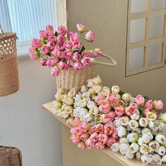 24 Bundles Artificial Tulip Flowers, Realistic Fake Tulips for Spring, Easter, Valentine's Day Home Decor, Wedding Centerpiece, Table Floral