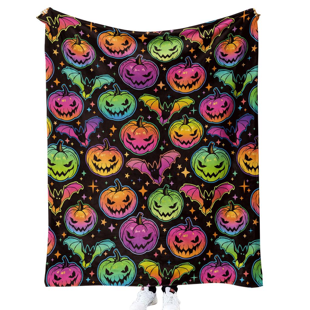 Halloween Pumpkin Design digitalprinted polyester Bedroom velvet flannel soft sofa cover blanket Fleece soft sofa cover