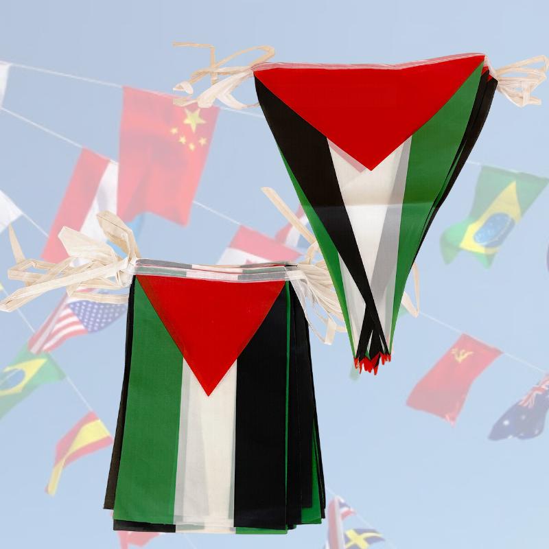 Gaza Palestine 10pcs Polyester Flag Square Triangle Shape Celebrate Festival