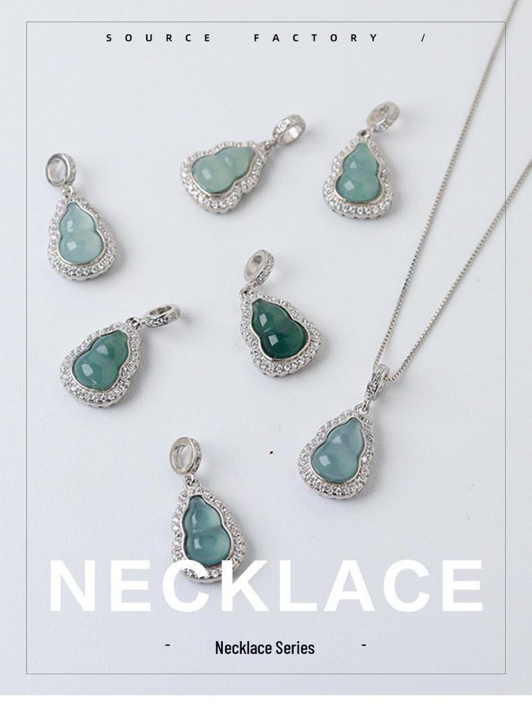 Elegant Jade Gourd 925 Silver Necklace - Luxury & Versatile Clavicle Chain