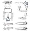 10Pcs/5Pcs Metal Star Barrettes Hair Clips Punk Pentagrams Charm Hairpin Hair Accessories for Women Fashionable Jewelry
