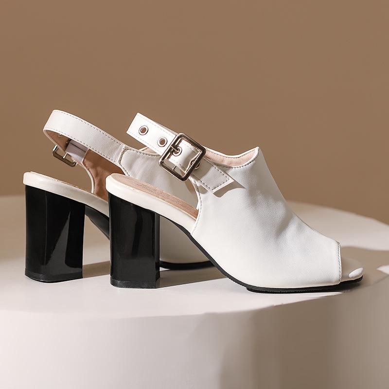 Women's High-heeled Sandals Spring and Summer New Thick-heeled Large-size Fish-mouth Sandals