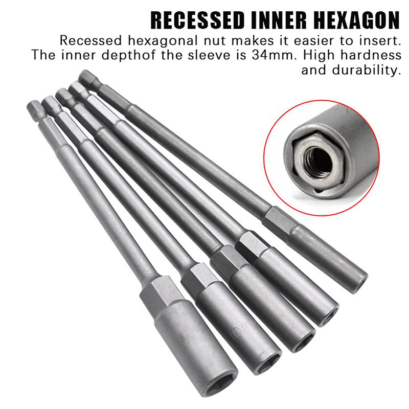 5.5-17Mm Long Shank Electric Drill Socket Head Bolt Nut Screwdriver Bit Impact Drill Bit Adapter Socket Wrench Extension Rod