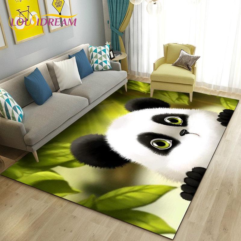 Alfombra de área 3D de dibujos animados de panda lindo, alfombra para sala de estar, dormitorio, sofá, felpudo, decoración de cocina, alfombra de suelo antideslizante para niños