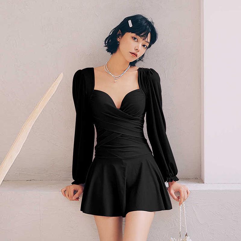 2024 Sweet Pure-Style Slimming Long-Sleeve Underwire One-Piece Swimsuit for Women