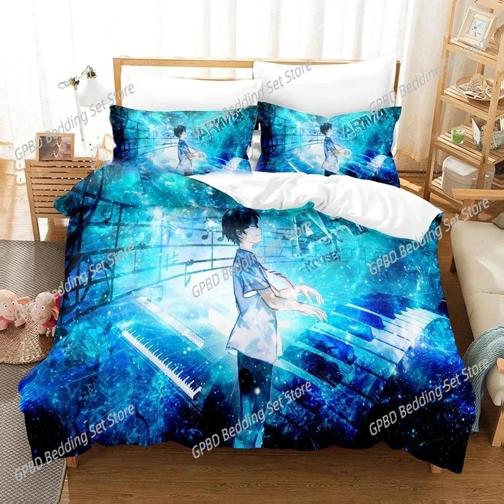 Comforter Anime Your Lie In April Kaori Miyazono Bedding Set 3D Printed Suitable For Bedroom Home Textile