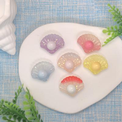 New Fashion 100Pcs Shiny Seashell With Pearl Resin Flatback Cabochon For DIY Jewelry Making Scrapbook Decoration Accessory