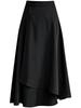 Women's Black A-Line Spring Skirt: High-Waist, Irregular Hem, Large Size with Hip-Covering Umbrella Design