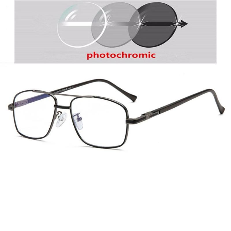 Double Beam Anti-Blue Light Square Nearsighted Glasses Women Men Metal Spring Hinge Prescription Spectacles 0 -0.5 -0.75 To -6.0