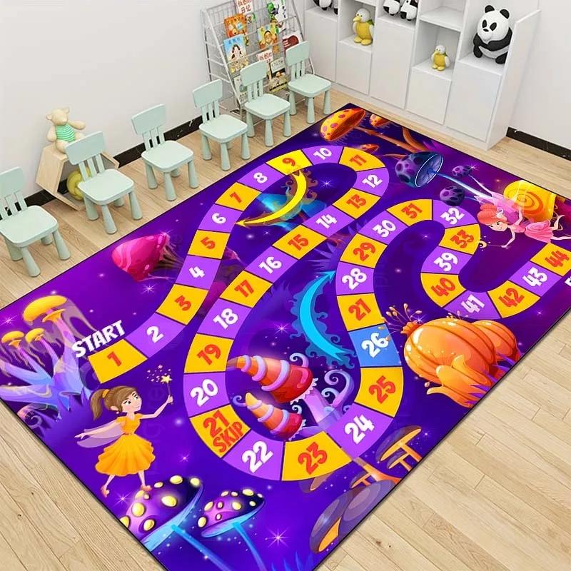 Playful Snakes and Ladders Floor Mat Creative Carpet for Bedroom or Living Room Fun Rug for Dressing Room or Play Area Decor