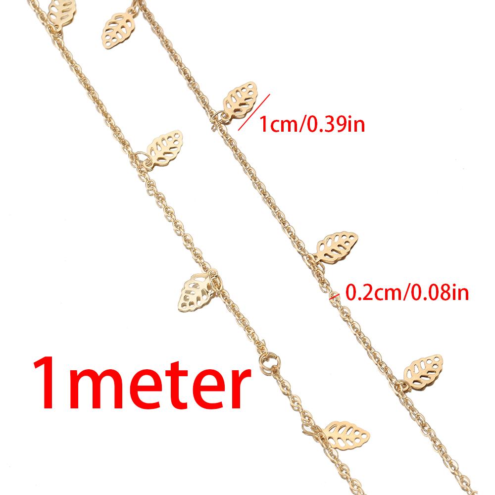 

Wholesale 1M2M Gold Color Steel Color Leaf Charms Chains Hollow Out Copper Chains Necklace Bracelet Pendants Jewelry Making DIY
