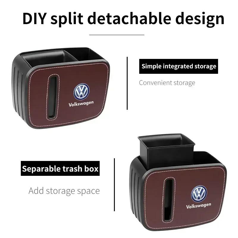 For VOLKSWAGEN VW 2025 For VW POLO Car interior High-quality car tissue box leather storage box For Volkswagen VW Tiguan Jetta P BHW1