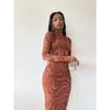 Fashion Style Cross-Border 2024 Autumn Fashion round Neck Print Silm Sheath Long Sleeves Dress Long Dress for Women Dress