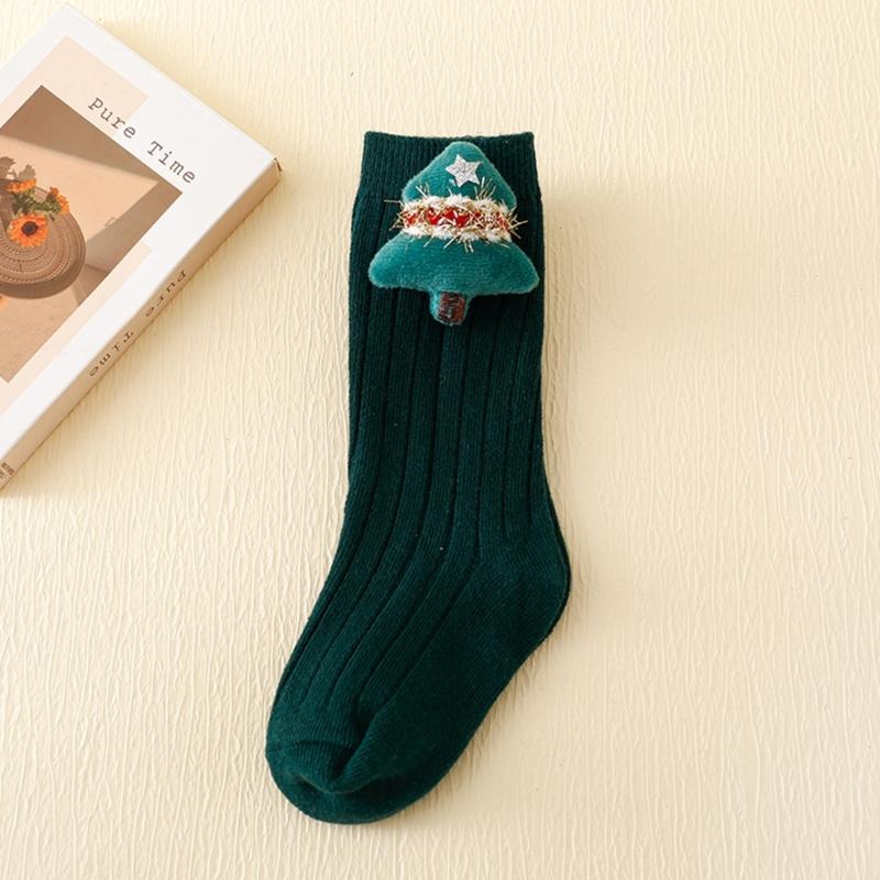 Vertical Stripes Kids Socks Breathable Socks with Christmas Patterns Soft & Comfortable Cotton Socks for Boys & Girls