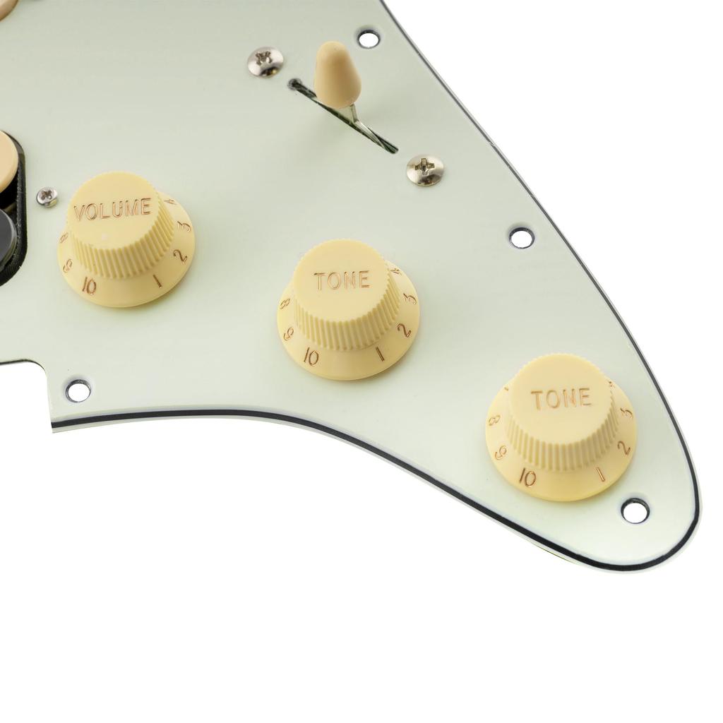 Musiclily Pro SSH Stratocaster Prewired Pickguard for ST Stratocaster Electric Guitar with Artec Alnico 5 Aged Set Pickups, White, 3-Piece