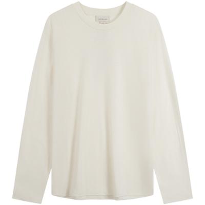 Casual Commuting Blended Knit Long Sleeve T-Shirt Men Tops Milk-White 4RC255G-1