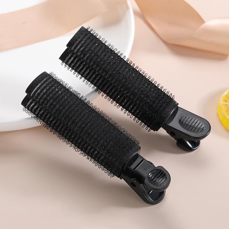 

2 шт. Зажим для корней волос без следов, пушистый, ленивая воздушная челка, самоклеящийся пушистый зажим для волос, устройство для завивки, плойка для лба, волосы чёрный