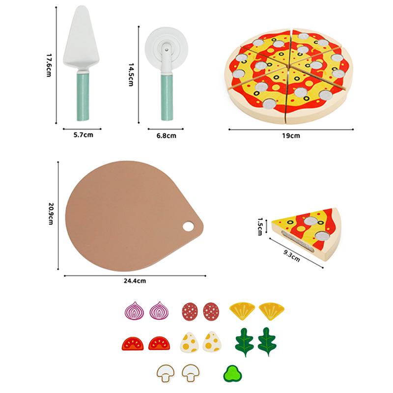 Pizza Making Simulation Interactive Learning Game Wooden Pizza Toy Set For Fine Motor Skills Development And Food Cognition