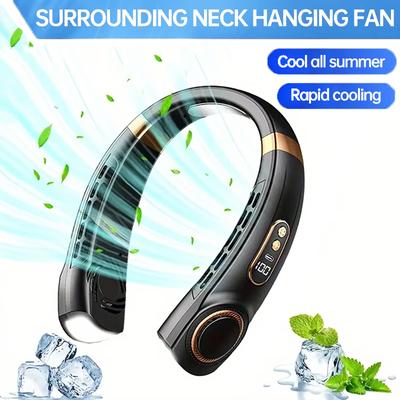 Silent Neck Hanging Fan Type-C Portable Bladeless Mini Rechargeable Led Digital Display Electric Air Cooler Summer Sports Fan