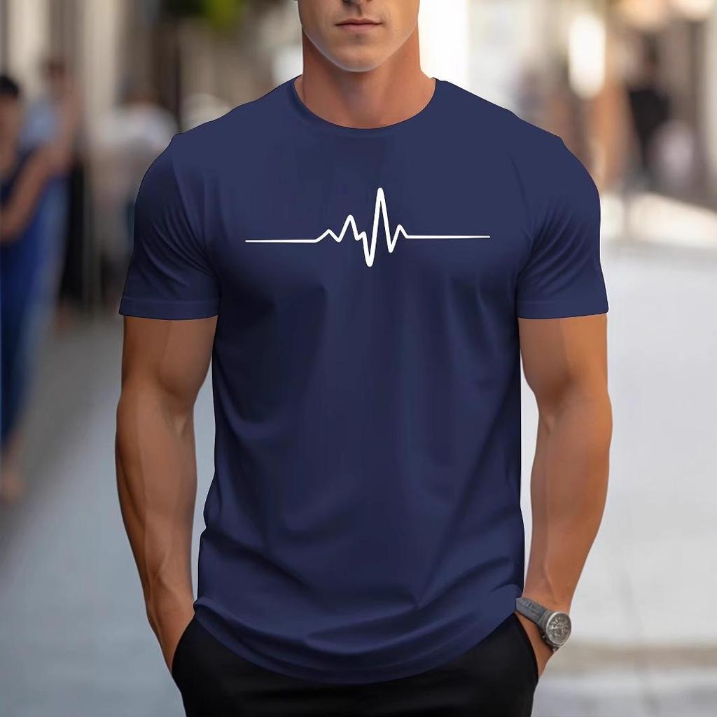 Men's Loose Fit Cotton Graphic Tee - Casual Sports Anime Print, Crew Neck Short Sleeve