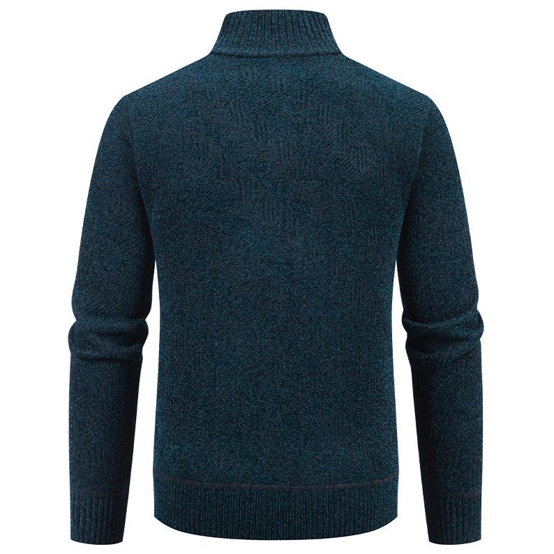 Men's Geometric Jacquard Knitted Cardigan Full Zip Stand Collar Sweater Jacket Autumn Winter Fleece Warm Knit Business Casual Outerwear