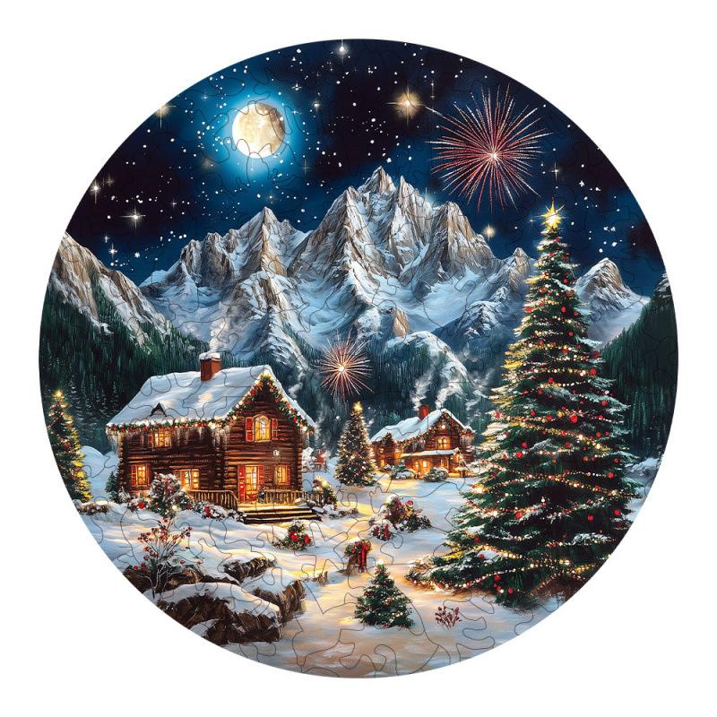 Wooden Puzzle Christmas Snow Scene Small Animal Shape Puzzle Flat Wooden Puzzle
