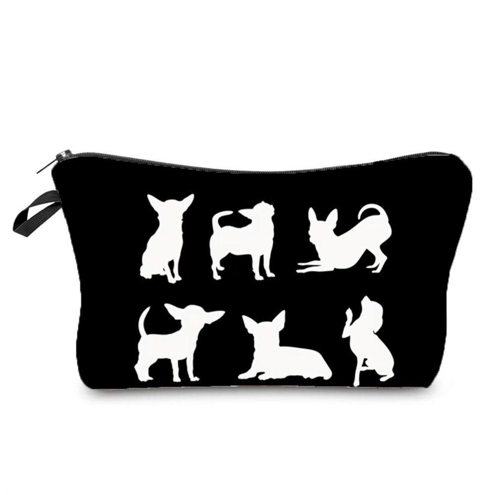 Damen Kosmetiktasche mit Hundeaufdruck Toilettenartikel Organizer Reiseaufbewahrungskoffer 6675