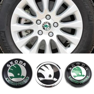 2025 Novas Calotas Centrais de Metal para Rodas de Carro 56mm 60mm 65mm Styling com Logo Skoda Fabia Rapid Kodiaq RS Superb Kamiq Octavia A7 Tour Ye