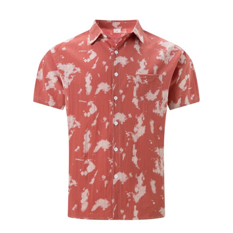 Summer New Tie-dye Lapel Short-sleeved Men's Beach Casual Sports All-match Shirt