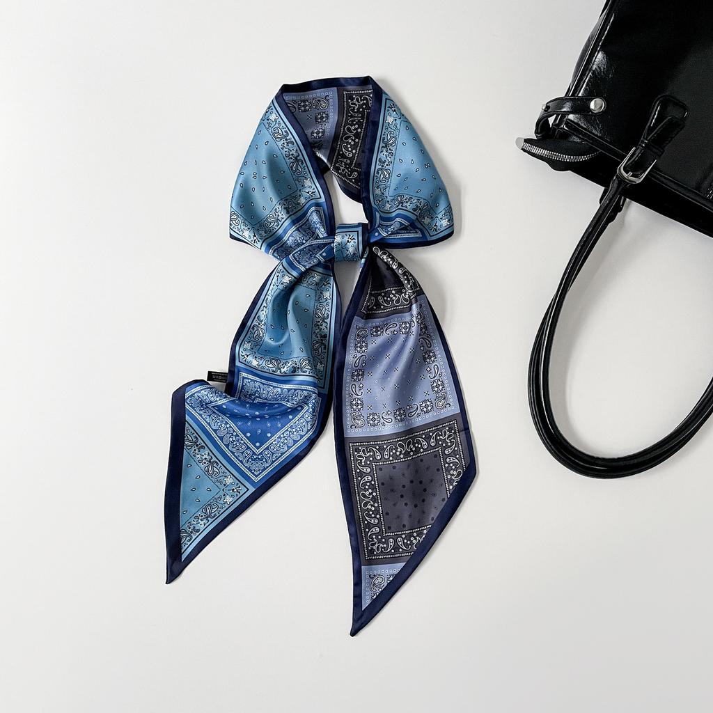Double-layer scarf, streamer, women's cashew print silk scarf, long strip, high-end sense binding bag decoration, suit scarf, silk scarf wholesale